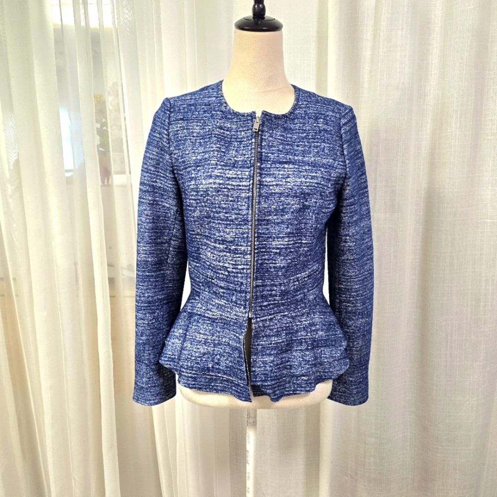 Banana Republic Womens Blue Peplum Blazer Lady Jacket Size 6 Career Wear